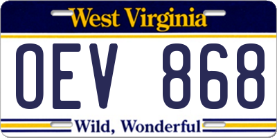WV license plate OEV868