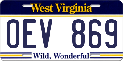 WV license plate OEV869