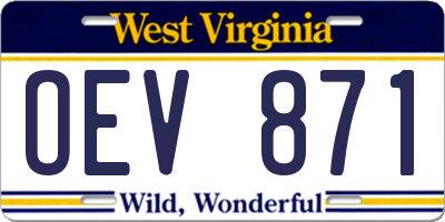 WV license plate OEV871
