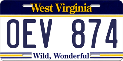 WV license plate OEV874