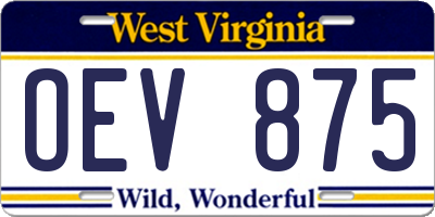 WV license plate OEV875