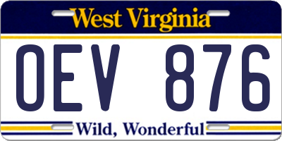 WV license plate OEV876