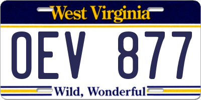 WV license plate OEV877