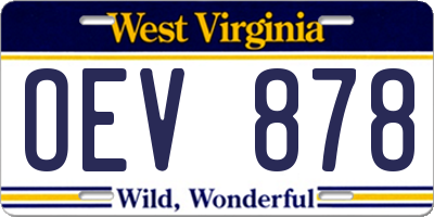 WV license plate OEV878