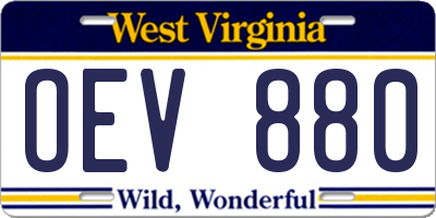 WV license plate OEV880