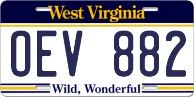 WV license plate OEV882