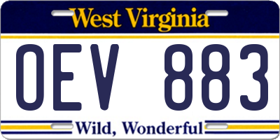 WV license plate OEV883