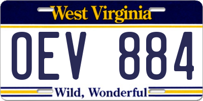 WV license plate OEV884