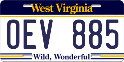 WV license plate OEV885