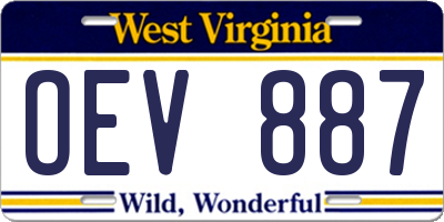 WV license plate OEV887