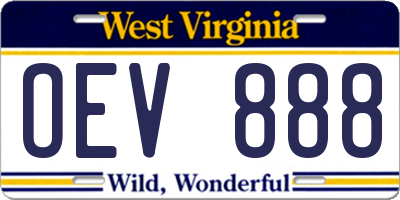 WV license plate OEV888