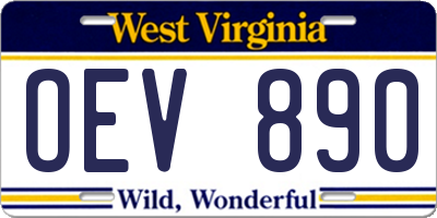 WV license plate OEV890