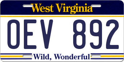 WV license plate OEV892