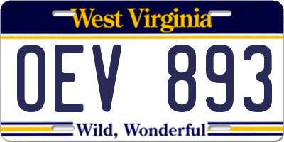 WV license plate OEV893