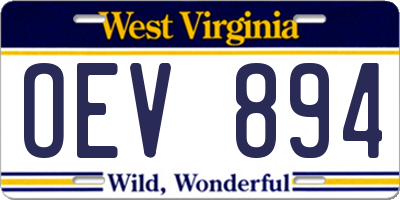 WV license plate OEV894