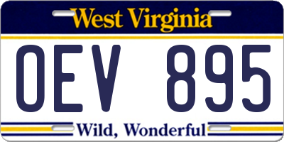 WV license plate OEV895