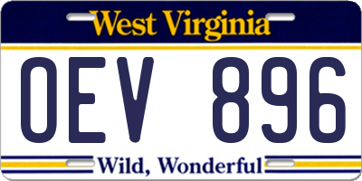 WV license plate OEV896