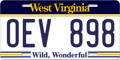 WV license plate OEV898