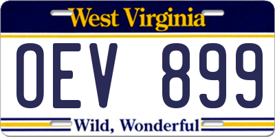 WV license plate OEV899