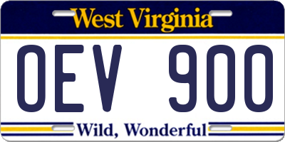 WV license plate OEV900