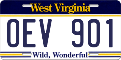 WV license plate OEV901