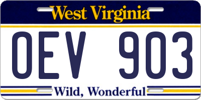 WV license plate OEV903