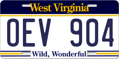 WV license plate OEV904