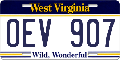 WV license plate OEV907
