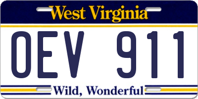 WV license plate OEV911