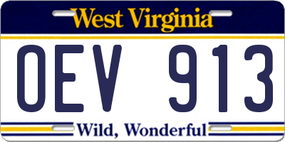 WV license plate OEV913
