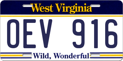 WV license plate OEV916