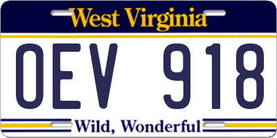 WV license plate OEV918