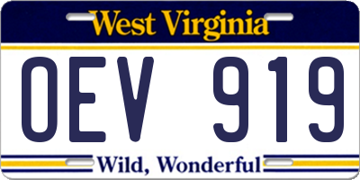 WV license plate OEV919