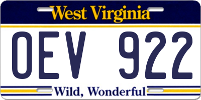 WV license plate OEV922