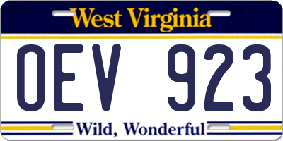 WV license plate OEV923