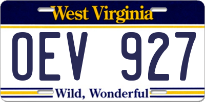 WV license plate OEV927