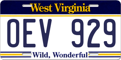 WV license plate OEV929