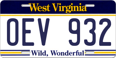 WV license plate OEV932