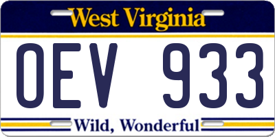 WV license plate OEV933