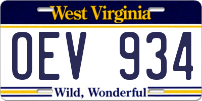 WV license plate OEV934