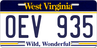 WV license plate OEV935
