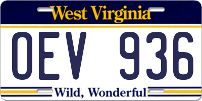 WV license plate OEV936