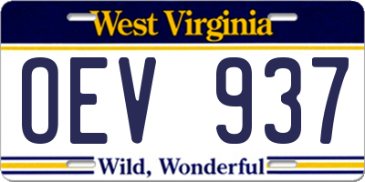 WV license plate OEV937
