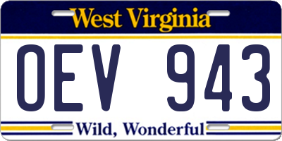 WV license plate OEV943
