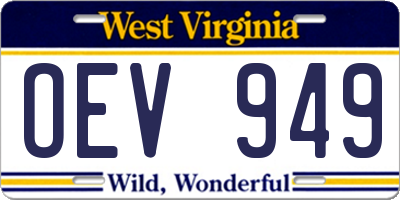 WV license plate OEV949