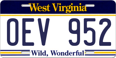 WV license plate OEV952