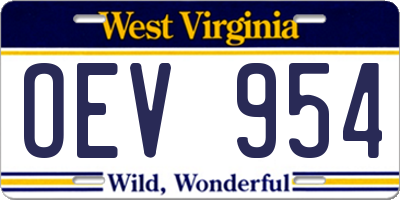 WV license plate OEV954