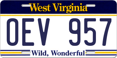 WV license plate OEV957