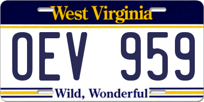 WV license plate OEV959
