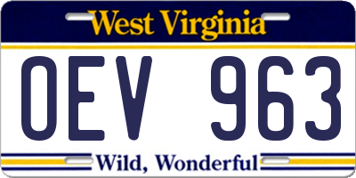 WV license plate OEV963